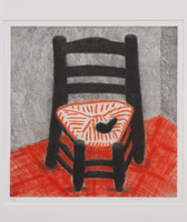 David Hockney / 
Van Gogh Chair (Black) ed. 15/35, 1998 / 
two color hard ground etching with sugar lift aquatint / 
plate: 29 x 28 in (73.7 x 71.1 cm) / 
paper: 37 1/2 x 34 1/2 in (95.3 x 87.6 cm) / 
framed: 40 1/2 x 39 3/4 in (102.9 x 101 cm)