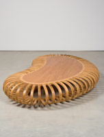 Richard Deacon / 
Table F, 1999 / 
steamed beechwood and elm veneer / 
13 1/2 x 99 x 60 1/2 in. (34.3 x 251.5 x 153.7 cm)