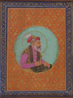 Mughal Court / 
      The Emperor Shah Jahan in Old Age / 
      produced at the Mughal court / 
      late 17th century / 
      3 3/8 x 3 3/8 in. (8.57 x 8.57 cm) / 
      Private collection