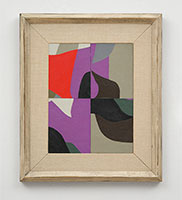 Frederick Hammersley / 
Quarter final, #33c 1964 / 
oil on cardboard panel in artist-made frame / 
Panel: 11 x 8 1/2 in. (27.9 x 21.6 cm) / 
Framed: 16 7/8 x 14 1/4 in. (42.9 x 36.2 cm)