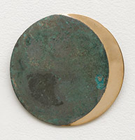 Fabrice Samyn / 
Toward Total Eclipse, 2014 / 
Chinese antique bronze mirror partially polished / 
20 in. (50.8 cm)