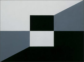 Frederick Hammersley / 
Same Change, 1960 / 
oil on linen / 
22 x 30 in (55.9 x 76.2 cm) / 
Private collection

