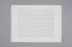 Frederick Hammersley / 
7 UP BY DEGREES, 24 MAR 69 / 
computer drawing / print on paper / 
11 x 14 3/4 in. (27.9 x 37.5 cm)