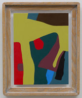 Frederick Hammersley / 
Breed apart, 1988 / 
oil on birch / 
frame: 16 7/8 x 13 3/4 in. (42.9 x 34.9 cm) / 
panel: 13 x 9 7/8 in. (33 x 25.1 cm)