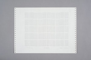 Frederick Hammersley / 
NOT FLAR OFF, 18 OCT 69 / 
computer drawing / print on paper / 
11 x 14 3/4 in. (27.9 x 37.5 cm)