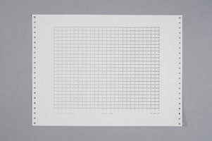 Frederick Hammersley / 
SCREEN DOOR, 21 APR 69 / 
computer drawing / print on paper / 
11 x 14 3/4 in. (27.9 x 37.5 cm)