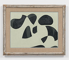 Frederick Hammersley / 
Free fall, #34 1963 / 
oil on chipboard panel in artist-made frame / 
Panel: 17 1/2 x 23 in. (44.5 x 58.4 cm) / 
Framed: 24 x 29 1/2 in. (61 x 74.9 cm)