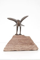 Gwynn Murrill / 
Eagle Maquette Trophy No. 10, 2005 / 
      bronze; pink sandstone / 
      eagle: 4 3/4 x 41/2 x 6 1/2 in. (12.1 x 11.4 x 16.5 cm); overall: 7 1/2 x 8 1/2 x 6 1/2 in. (19.1 x 21.6 x 16.5) / 
      Edition unique combination