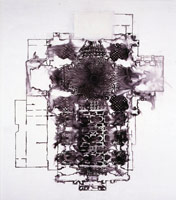 L'Encyclopedie (Marble Flooring Plan of the Church of Val de Grace, Paris), 2000 / acrylic & ink on canvas / 94 x 81 in (238.8 x 205.7 cm) / Private collection