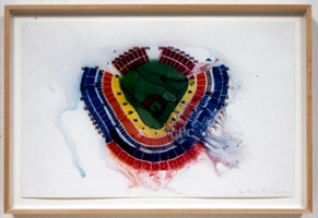 Untitled (Dodger Stadium), 2002 / 
mixed media on paper / 
paper: 11 x 17 in (27.9 x 43.2 cm) / 
framed: 13 x 19 in (33 x 48.3 cm) / 
Private collection