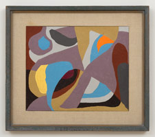 Frederick Hammersley / 
Family affair, #1 1964 / 
oil on chipboard panel / 
14 1/8 x 17 in. (35.9 x 43.2 cm) / 
framed: 20 1/2 x 23 1/2 in. (52.1 x 59.7 cm)