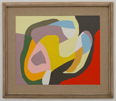 Frederick Hammersley / 
Slip stream, #5 1964 / 
oil on linen / 
18 x 22 in. (45.7 x 55.9 cm) / 
Framed: 25 1/4 x 29 1/2 in. (64.1 x 74.9 cm)