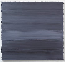 Jason Martin / 
Untitled (Graphite Grey / Titanium White / Prussian Blue) I, 2018 / 
oil on aluminium / 
74 1/4 x 78 3/8 x 4 3/8 in. (188 x 199 x 11 cm)
