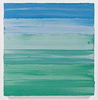 Jason Martin / 
Untitled (Mixed White/ Emerald Green/ Royal Blue Deep) I , 2018 / 
oil on aluminum / 
89 3/8 x 87 x 7 1/2 in. (227 x 221 x 19 cm)