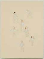 Jessica Minckley / 
Hobby Penises, 2004 / 
graphite, watercolor & gouache on paper / 
Paper: 15 x 11 1/8 in. (38.1 x 28.3 cm) / 
Framed: 18 3/4 x 14 3/4 in. (47.6 x 37.5 cm) 

