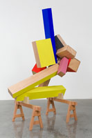 Joel Shapiro / 
Untitled, 2013 / 
wood and casein / 
base: 109 x 76 3/4 x 48 in. (276.9 x 194.9 x 121.9 cm) / 
JS13-3 