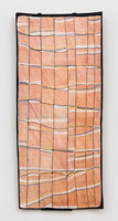 John Mawurndjul / 
Bark painting, 2011 / 
ochre pigments with PVC fixative on stringybark (Eucalyptus tetradonta) / 
50 1/2 x 22 in. (128.3 x 55.9 cm)