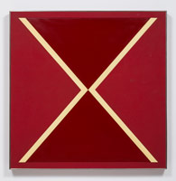 John McCracken / 
untitled No 27, 1964 / 
oil on canvas with resin insert / 
48 1/2 x 48 1/2 x 2 in. (123.2 x 123.2 x 5.1 cm)