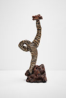 Julia Haft-Candell / 
The Woven Loop Kicks the Nothing/Everything, 2021 / 
bronze and ceramic / 
14 x 5 x 6 1/2 in. (35.6 x 12.7 x 16.5 cm)