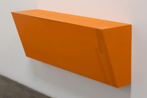 Kaz Oshiro / 
Untitled Shelf (orange), 2009 / 
acrylic on stretched canvas / 
22 3/4 x 66 7/8 x 15 3/8 in. (57.8 x 169.9 x 39.1 cm) 
