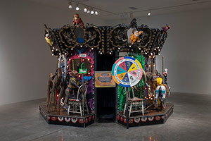 Edward & Nancy Reddin Kienholz / 
The Merry-Go-World or Begat By Chance and the Wonder Horse Trigger, 1988-1992 / 
mixed media tableau / 
115 x 184 in. (292.1 x 467.4 cm)