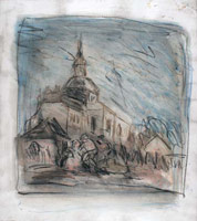From Goya: The Hermitage at San Isidro / 
      Coloured chalks on paper  / 
      54.2 x 48.3 cm