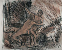From Titian: Venus and Adonis / 
      Black and coloured chalks on paper / 
      55.2 x 68.5 cm
