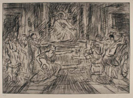 From Poussin: The Judgement of Solomon / 
      Etching (unique print) / 
      image 42.8 x 59.5 cm