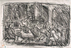 From Goya: ‘Auto de Fe’ of the Inquisition / 
      Charcoal on paper / 
      55.5 x 81 cm / 
      Private collection