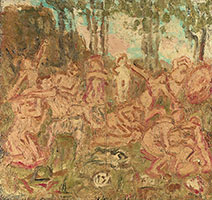 Leon Kossoff / 
From Poussin: The Triumph of Pan, 1998 / 
oil on board / 
53 1/4 x 56 in. (135.3 x 142.2 cm)