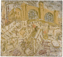 Leon Kossoff / 
King's Cross Building Site, Early Morning, 2006 / 
oil on board / 
50 3/4 x 56 in. (128.9 x 142.2 cm)