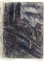 Leon Kossoff / 
Train by Night no. 1, 1990 / 
charcoal and pastel on paper / 
23 3/8 x 16 1/2 in. (59.5 x 41.9 cm) / 
 / 
Catalogue plate number 41