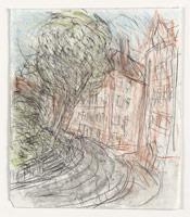 Leon Kossoff / 
Arnold Circus, 2008-2010 / 
charcoal and pastel on paper / 
24 1/2 x 21 in. (62 x 53.3 cm) / 
 / 
Catalogue plate number 81
