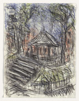 Leon Kossoff / 
Arnold Circus, 2008-2010 / 
charcoal and pastel on paper / 
25 1/2 x 19 3/4 in. (65 x 50 cm) / 
 / 
Catalogue plate number 83