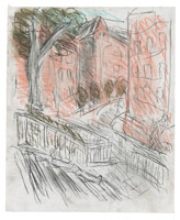 Leon Kossoff / 
Arnold Circus, 2012 / 
charcoal and pastel on paper / 
24 x 19 3/4 in. (61 x 50 cm) / 
Framed: 32 1/4 x 27 1/2 x 2 in. (81.9 x 69.9 x 5.1 cm) / 
 / 
Catalogue plate number 87