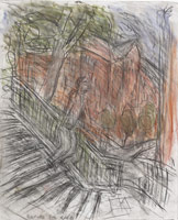 Leon Kossoff / 
Arnold Circus, Before Rain, 2012  / 
charcoal and pastel on paper / 
23 3/4 x 19 3/4 in. (60.5 x 50 cm) / 
 / 
Catalogue plate number 90