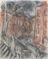 Leon Kossoff / 
Arnold Circus, 2012 / 
charcoal and pastel on paper / 
24 1/4 x 20 in. (61.5 x 50.5 cm) / 
 / 
Catalogue plate number 93