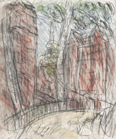 Leon Kossoff / 
Arnold Circus, 2012 / 
charcoal and pastel on paper / 
24 1/4 x 19 7/8 in. (61.5 x 50.5 cm) / 
Framed: 32 1/4 x 19 7/8 x 2 in. (81.9 x 71.1 x 5.1 cm) / 
 / 
Catalogue plate number 94