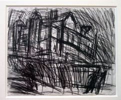 Leon Kossoff / 
Untitled, 1984 / 
charcoal on paper / 
16 x 19 1/2 in. (40.6 x 49.5 cm) / 
framed: 24 1/4 x 27 1/4 in. (61.6 x 69.2 cm)