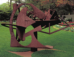 Mark di Suvero / 
For W. B. Yeats, 1985-87 / 
Cor-Ten steel / 
100 3/4 x 143 7/16 x 88 5/16 in (255.9 x 364.3 x 224.3 cm) / 
Raymond and Patsy Nasher Collection, Nasher Sculpture Center, Dallas