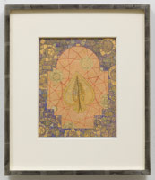 Tom Wudl / 
Net of Light of Supreem Wisdom, 2013 / 
22 karat gold powder, gum arabic, colored pencil over ink on paper / 
framed: 15 1/2 x 13 1/4 in. (39.4 x 33.7 cm) / 
opening: 9 x 7 1/8 in. (22.9 x 18.1 cm)