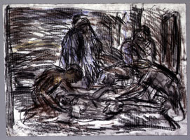 The Lamentation on the Dead Christ #2, 1997 / 
compressed charcoal & pastel / 
22 x 29 7/8 in (55.88 x 75.88 cm)(paper)