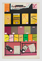 R.B. Kitaj / 
Ctric News Topi, 1968 / 
color screenprint, photoscreenprint, collage on canvas / 
Canvas: 42 x 28 1/2 in. (106.7 x 72.4 cm) / 
Framed: 45 1/8 x 31 1/4 x 2 in. (114.6 x 79.4 x 5.1 cm) / 
Edition of 70, 10 A.P.