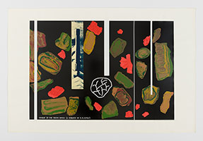 R.B. Kitaj<br>
Truman in the Whitehouse, 1966<br>
color screenprint, photoscreenprint, coating<br>
12 1/2 x 31 1/8 in. (31.8 x 79.1 cm)<br>
Edition of 75, 10 A.P.