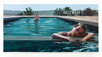 Rebecca Campbell / 
Hollywood is a sign, 2023 / 
oil on canvas / 
60 x 120 in. (152.4 x 304.8 cm)