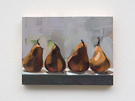 Rebecca Campbell / 
Pears, 2020 / 
oil and gold leaf on panel / 
5 7/8 x 7 7/8 in. (14.9 x 20 cm)
