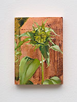 Rebecca Campbell / 
Sunflower, 2020 / 
oil and copper leaf on panel / 
7 x 5 in. (17.8 x 12.7 cm)