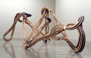 Dead Leg, 2007 / 
oak and stainless steel / 
8 x 28 x 9 feet (2.4 x 8.5 x 2.7 m)