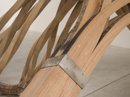 Dead Leg (detail), 2007 / 
oak and stainless steel / 
8 x 28 x 9 feet (2.4 x 8.5 x 2.7 m) 