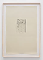 Richard Diebenkorn / 
#1 from Six Softground Etchings, 1978 / 
soft ground etching / 
Plate: 10 7/8 x 7 7/8 in. (27.7 x 20 cm) / 
Sheet: 40 x 26 in. (101.6 x 66 cm) / 
Framed: 45 1/2 x 31 1/4 in. (115.6 x 79.4 cm) / 
© Richard Diebenkorn Foundation
